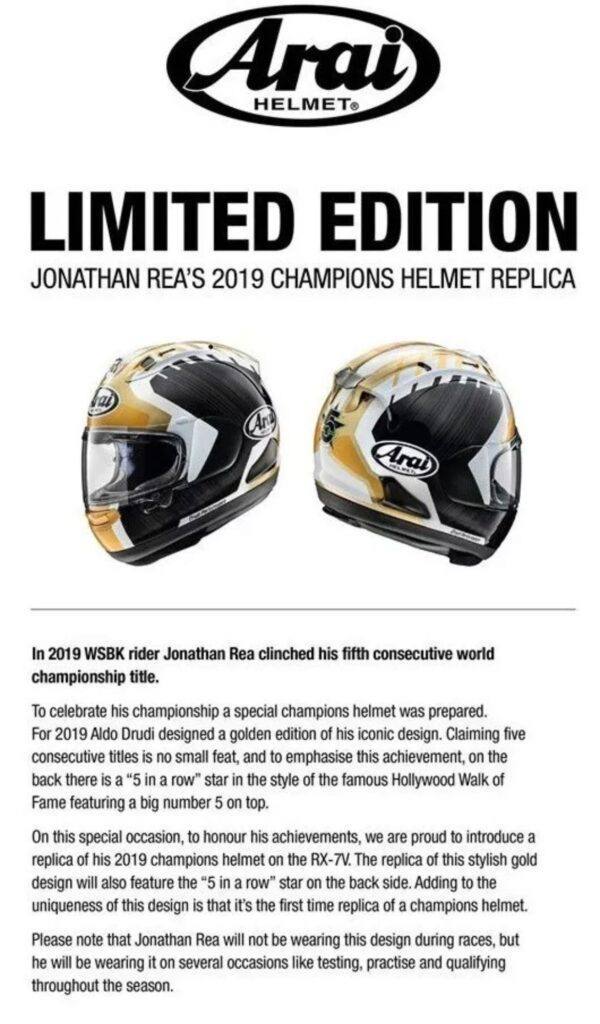 Arai RX-7V Jonathan Rea (SIGNED) Rare Collectable - Image 8
